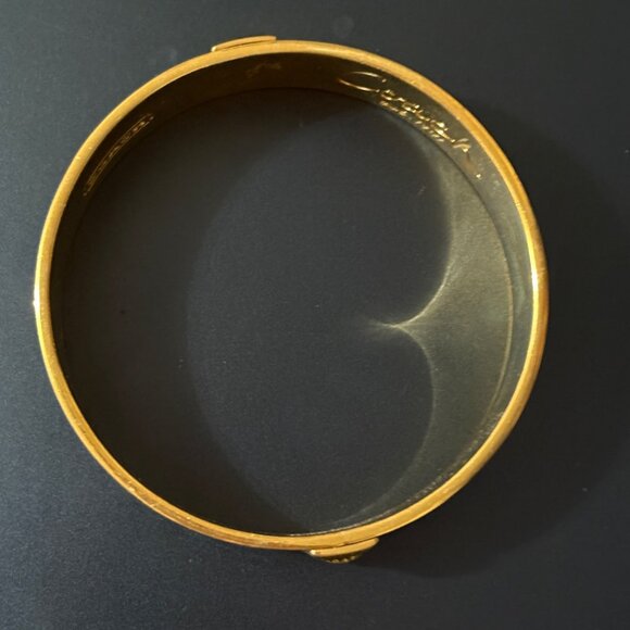 Coach Gold-Tone Purple Enamel Snake Print Bangle Bracelet Jewelry - Picture 9 of 11